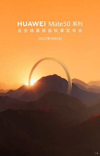 A Huawei Mate 50-es széria bemutatódátumát bejelentő poszter.