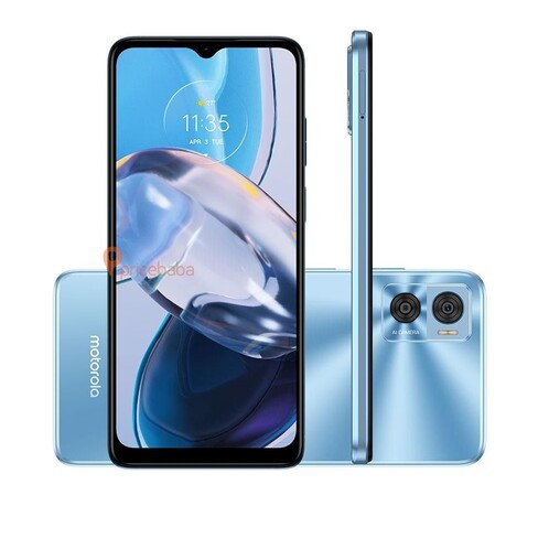 Moto E22 fekete és kék színben.