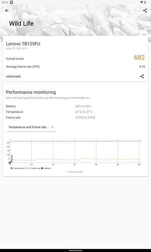 3D Mark eredmények a Lenovo Tab M10 Plus Helio G80-as verzióján.