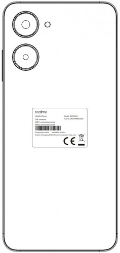 A Realme 10 hátlapja az FCC ábráján.