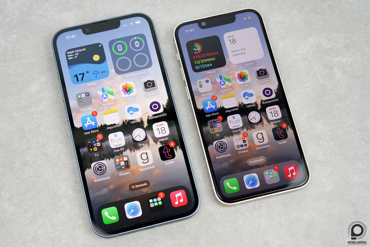 Jobbra az iPhone 13 is ugyanazt a szoftvert futtatja. Az új készülék beállításához elég mellé tenni a régit, s az új minden beállítást és tartalmat átemel.