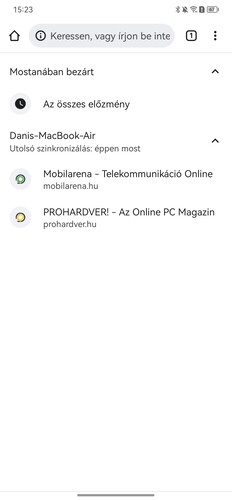 A Chrome simán szinkronizál az asztali környezettel.