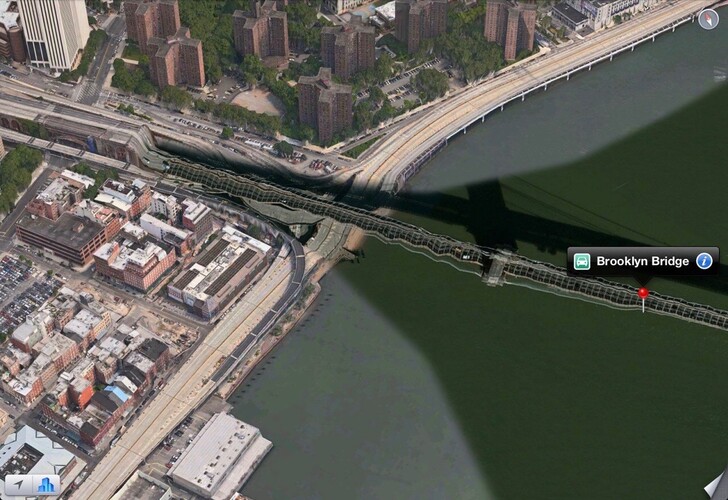 A iOS 6-ban a Flyover funkció alig működött Kalifornián kívül.