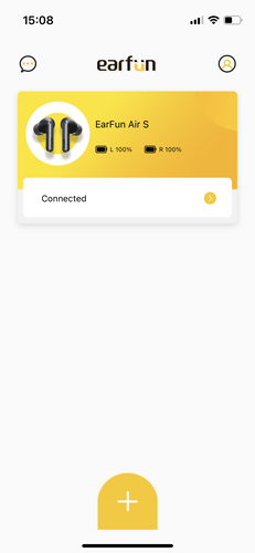 Az Earfun Audio alkalmazás felülete.