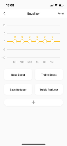 Az Earfun Audio alkalmazás felülete.