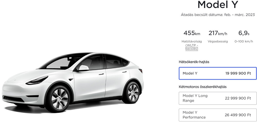 A Model 3 friss hazai árai
