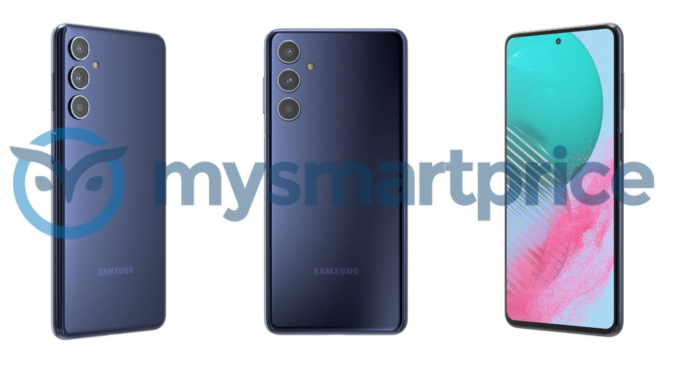 Samsung Galaxy M54 5G kék színben.