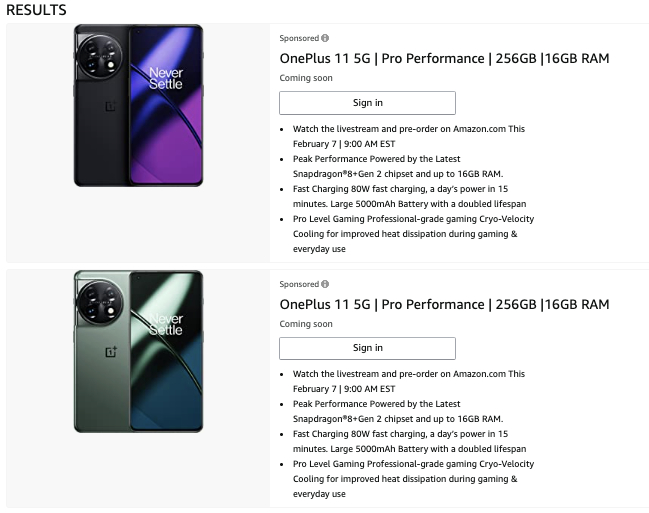 Az amerikai amazon által közölt előrendelői oldal.