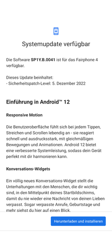 Kopogtat az Android 12 a Fairphone 4 ajtaján.