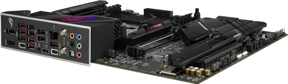 Hátsó panel a ROG Strix B650E-E Gaming WiFi alaplapon