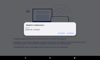Csatlakozás PC-hez és az alkalmazáson keresztül tükrözött ablak.