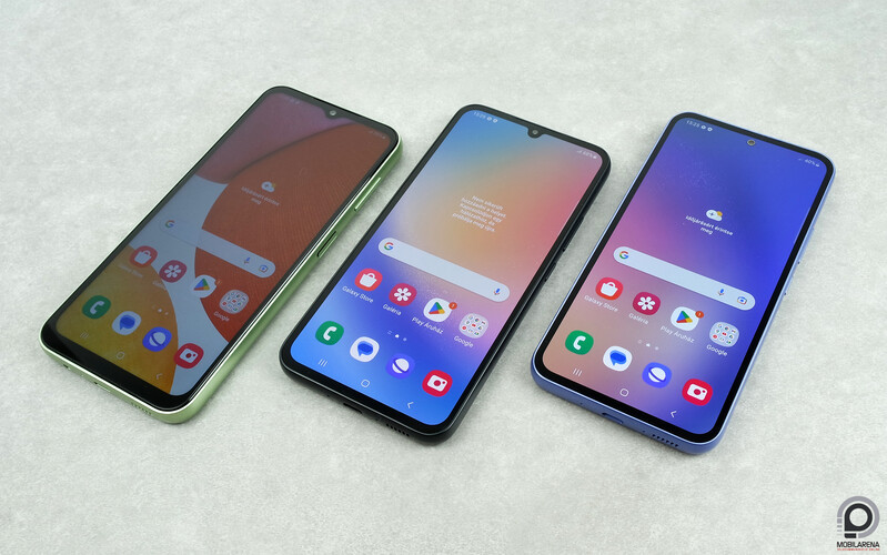 Balról jobbra: Galaxy A14, Galaxy A34 és Galaxy A54.