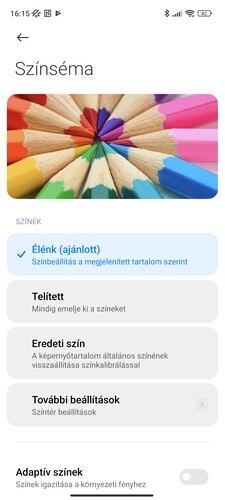 Beállítási lehetőségek a kijelzőre vonatkozóan