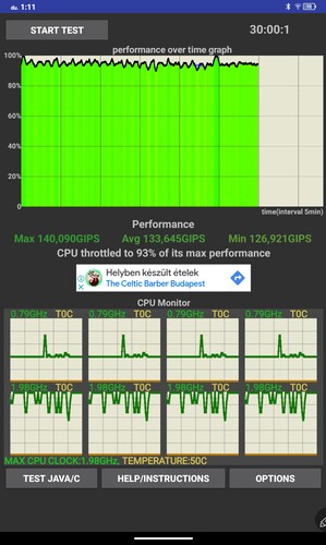 CPU tesztek (15, 30 és 60 perc)