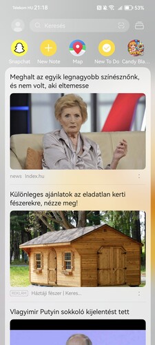 Mai nézet az Assistant Today-ben és Bing kereső