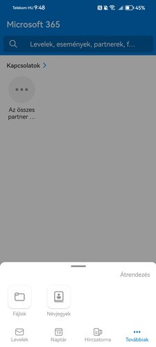 Az Outlook, benne egy Gmail-fiókkal