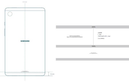 Renderkép és az FCC sematikus ábrája a Samsung Galaxy Tab A9-ről