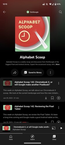 Így néz ki jelenleg egy podcast a YouTube Music alkalmazásban