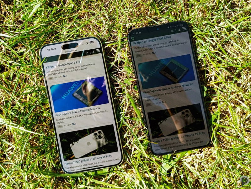 Az iPhone 15 Pro Max és a Galaxy S22+ maximális fényereje melegben, napfény alatt