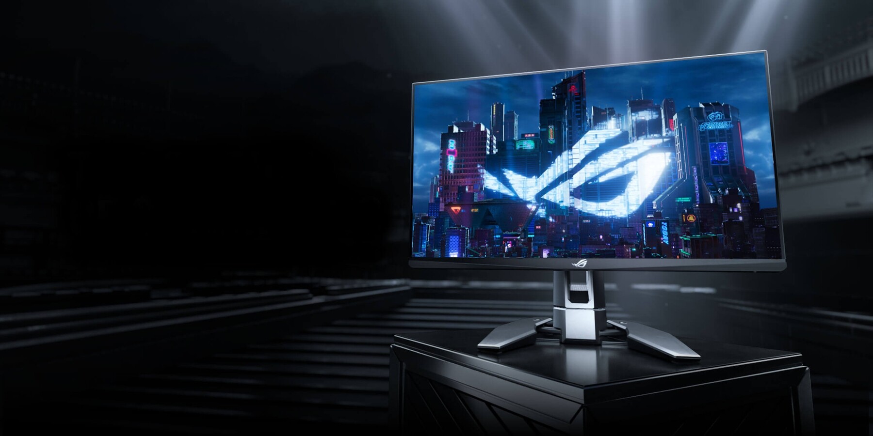 Around our necks is a 540Hz ASUS monitor
