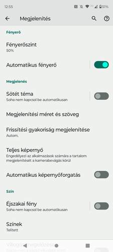 A telefon kijelzőjére vonatkozó beállítások