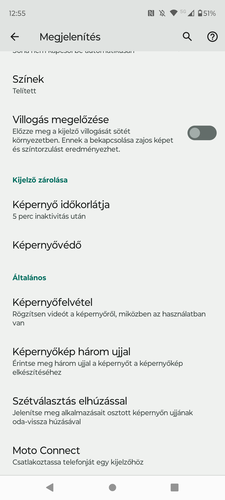 A telefon kijelzőjére vonatkozó beállítások