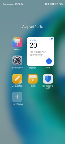Az alkalmazásokból létrehozhatók nagy widgetek és opció a mappák átméretezése is