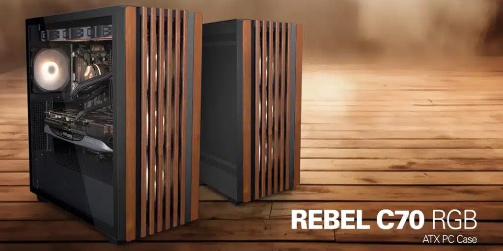 Sharkoon Rebel C70G RGB: ATX Midi Tower with Wood-Decorated Front Panel