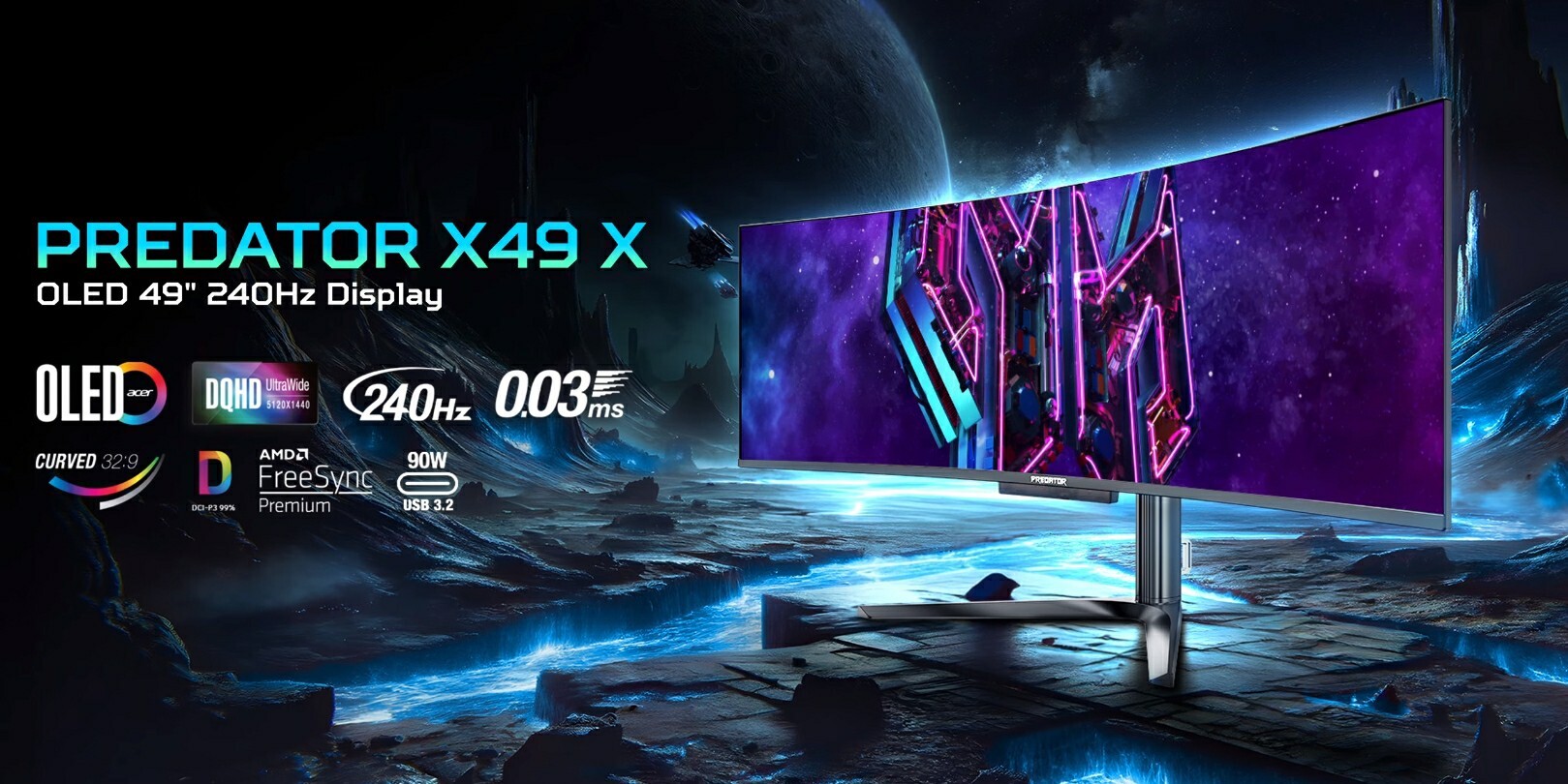 32:9 képarányú, kvantumpontos OLED-óriás érkezik az Acer gyártósoráról