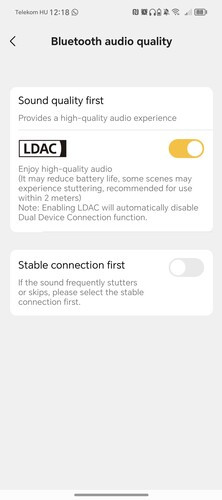 Állítható a módok közti váltást bejelentő hang ereje, akár teljesen ki is kapcsolható