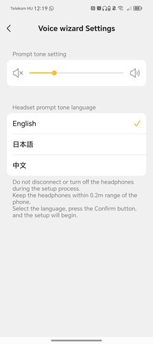Állítható a módok közti váltást bejelentő hang ereje, akár teljesen ki is kapcsolható