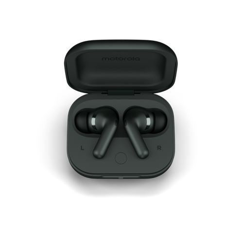 A Motorola Buds+ hordozó tokja képes a vezeték nélküli töltés felvételére