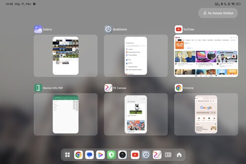 A dokk mérete és a rajta megjelenő gyorsgombok kb. az egyetlen különbség a normál és a Munkaállomás mód közt