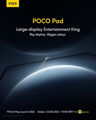 A Poco Pad bemutatójának dátumát közlő bejegyzés a Poco Global Twitterén