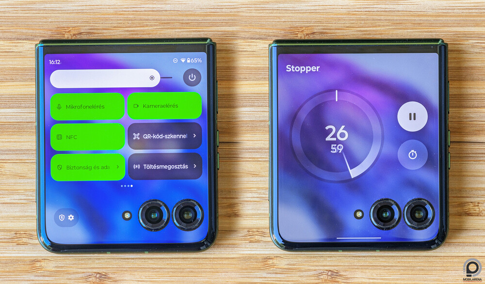 A kapcsolópanel és egy widget