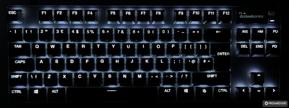 A SteelSeries Apex Pro TKL (2023) háttérvilágítása.