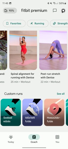 A Fitbit Premium fiókkal személyre szabott edzéseket is kaphatunk, illetve vannak például Peloton gépekhez tervezett edzések is