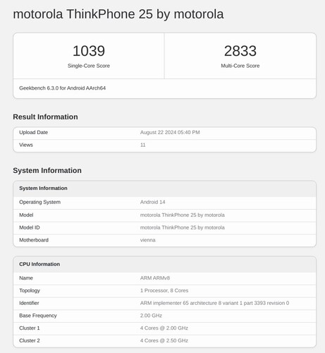 Ezek lehetnek a ThinkPhone 2025 eredményei a Geekbench CPU tesztjén