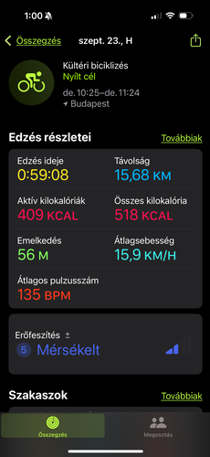 Visszanézni az iPhone Fitnesz alkalmazásában tudjuk az edzéseinket, csak az adott napi tevékenységek adatait jegyzi az óra