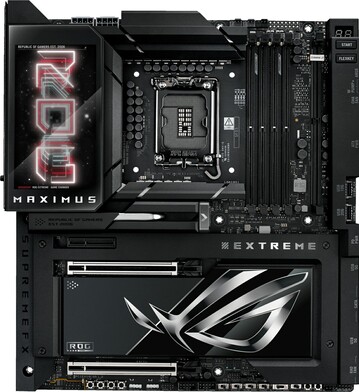 From left to right: ASUS ROG Maximus Z890 Extreme, Hero and Apex