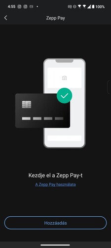 Zepp Pay kártya hozzáadása
