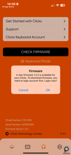 Clicks app, a frissítéshez kell egy fiók
