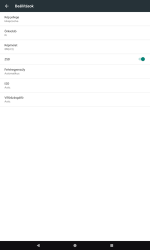 Ez az összes beállítási opció a kamera alkalmazásban