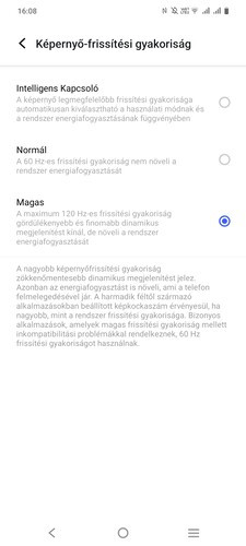 A kijelzőre vonatkozó beállítási lehetőségek