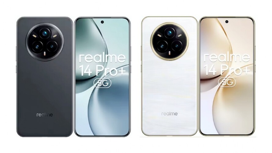 Realme 14 Pro+ fekete és fehér színben