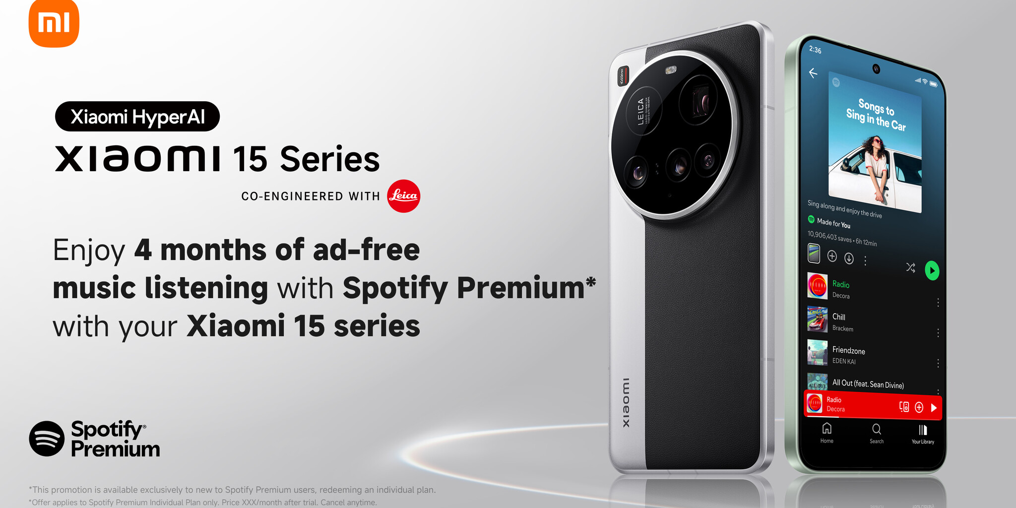 Négy hónap Spotify Premium előfizetés jár a Xiaomi 15 mellé