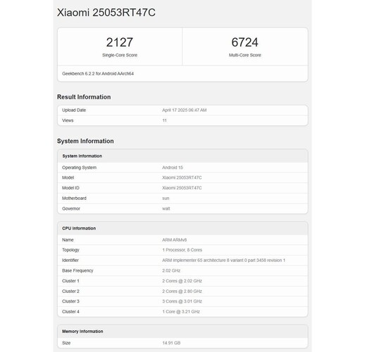 A Redmi Turbo 4 Pro és a Snapdragon 8s Gen 4 első eredményei a Geekbench 6 CPU-teszten