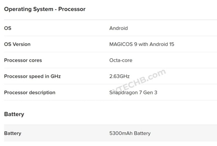 A Honor 400-ról kiszivárgott infók