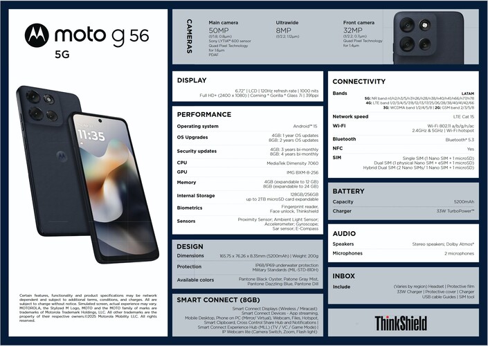 Ezek lehetnek a Moto G56 tulajdonságai