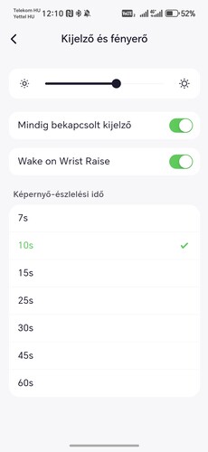 Az órára vonatkozó beállítások, megnyitható virtuális érmek